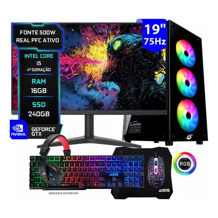 Pc Gamer Completo Intel I5, Ssd 240gb, 16gb Ram, Video 2gb 240 Gb 16 Gb Intel Hd Graphics 4600