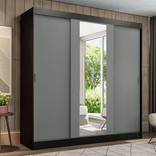 Guarda-roupa Casal Reno Madesa 3 Portas De Correr Esp Pci Cor Preto/cinza 1095h91e Guarda-roupa Casal Reno Madesa 3 Portas De Correr Esp Pci Cor Preto/cinza 1095h91e