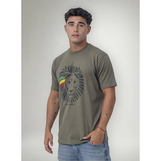 Remera Hombre León Melena Little Jahmaica 100% Algodón