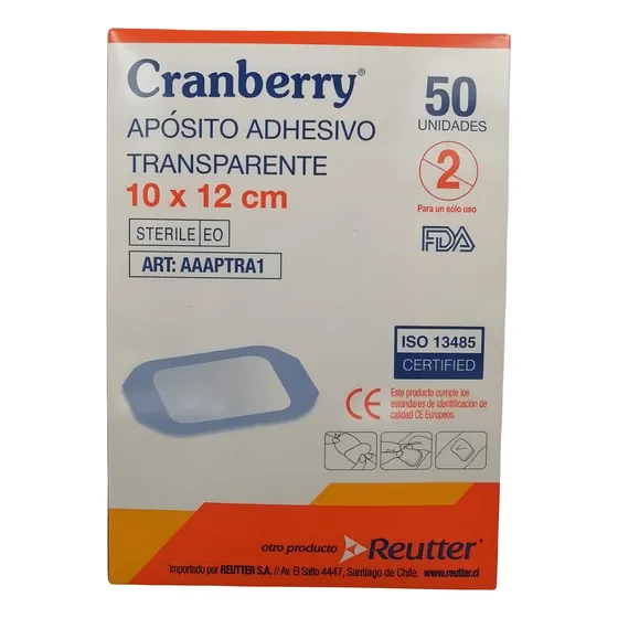 Apósito Adhesivo Transparente Cranberry 10x12 Caja de 50 Unidades