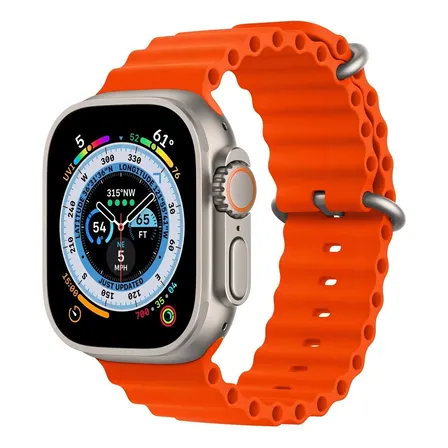 Reloj Inteligente Smart Watch Deportivo 49mm Para Android Caja Blanco Correa Naranja