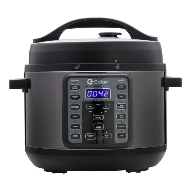 Panela De Pressão Elétrica Digital Gallant 4l Gpp04 15 Funções Clique E Pronto Inox 1000w