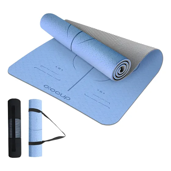 Mat De Yoga 6mm Eco Con Guías Doble Color + Bolso + Correa
