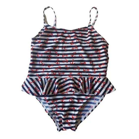 Traje De Baño De Niña Con Estampado Marinero