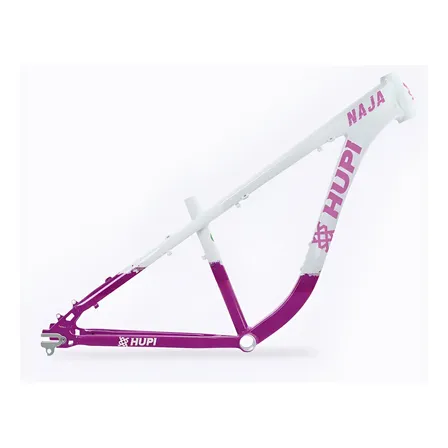 Quadro Bike Hupi Naja V9 Alumínio 6061-t6 Branco/rosa Aro 26 Branco/roxo/rosa Unico