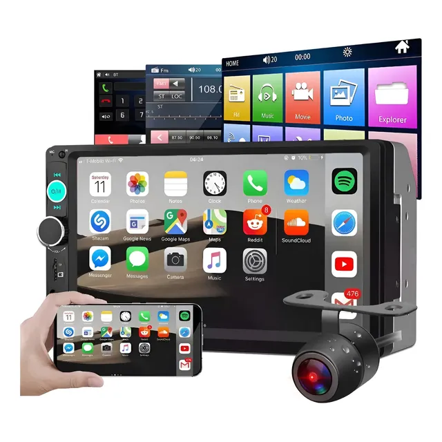 Multimídia 7 Polegadas 2din Mp5 Touch Screen + Camera Ré Central Multimídia Mp5