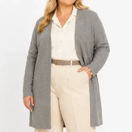 Cardigan Plus Size Inverno Quentinho E Elegante Cinza G1/44/46