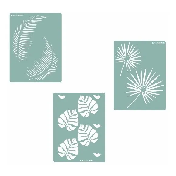  Kit Por 3u Stencil Hojas 30x40