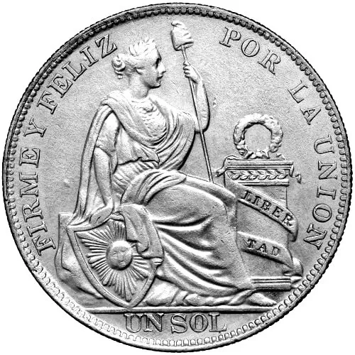 Moneda De Plata 0,500 De 1 Sol De Oro 1934, 37mm. U N C