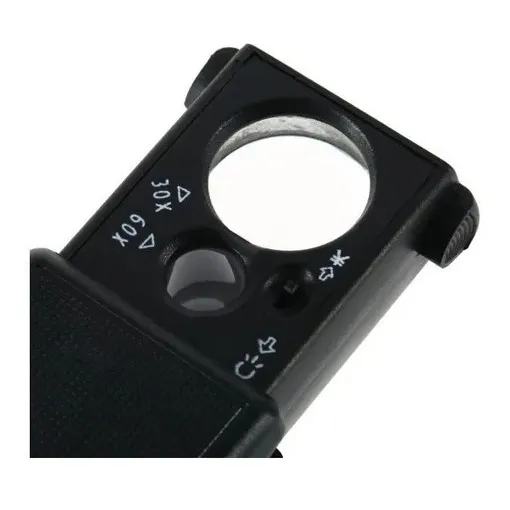 Mini Lupa Multifuncional 30/60x Luz Led Portátil