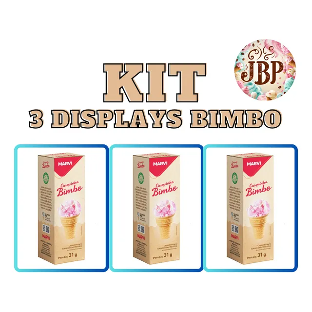 Kit 3 Displays De Casquinha De Sorvete Bimbo Marvi 31g(18un)