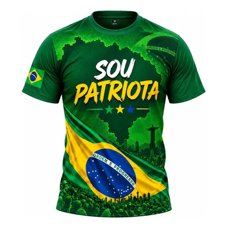 Camisa Torcedor Brasil Masculina Sou Patriota Anti Petista Verde Lisa G