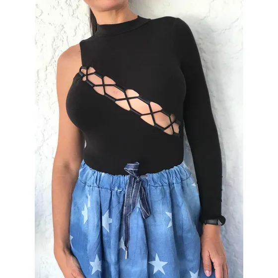 Blusa Body Crop Top Marga Corta Larga Importado Damas