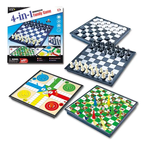 Set 4 En 1 Juego D Mesa Ludo Ajedres Damas Escaleras