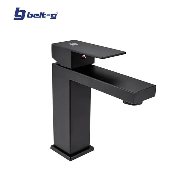 Grifo Griferia Llave Monomando Lavamanos Negro Square Belt-g