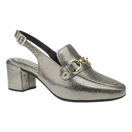 Sapato Feminino Mule Loafer Salto Bloco Grosso Confortável
