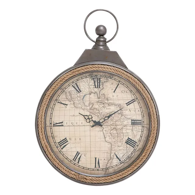 Deco 79 Reloj Pared Estilo Bolsillo Metal Acento Cuerda 21 X