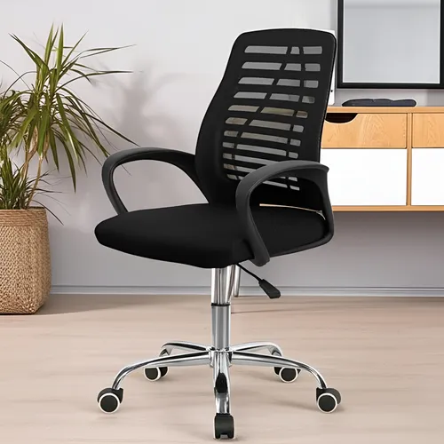 Cadeira Cesca Sem Braço E Base Rodízio Preto/bege Gg | MercadoLivre