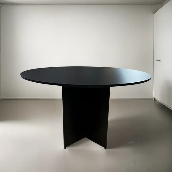 Mesa Living Comedor Negra Redonda 120 Cm Amorfo