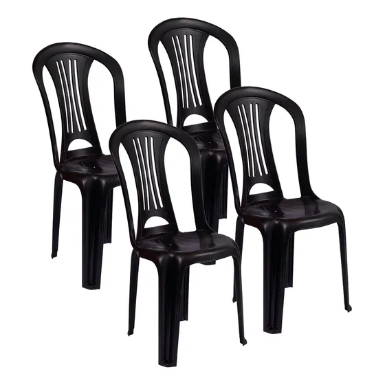 Silla Plástico Mor Reforzada Pvc Sin Posabrazos Jardin X4