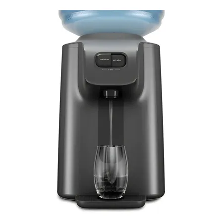 Bebedouro Bancada Mesa de Água Gelada Fria e Natural Motor Compressor galão 10l ou 20l abertura perfurador de lacre garrafão cinza grafite BC01X