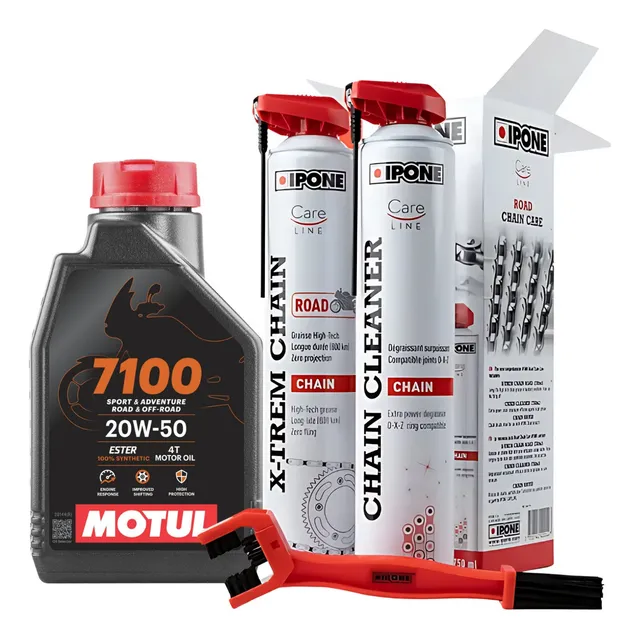 Aceite Moto 4t 7100 20w50 100% Sintetico Motul Y Kit Cadena