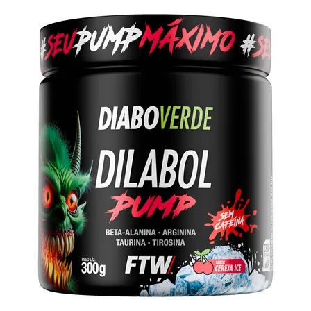 Dilabol Pump Pré Treino Pote 300g Sabor Cereja Ice Diabo Verde - Ftw