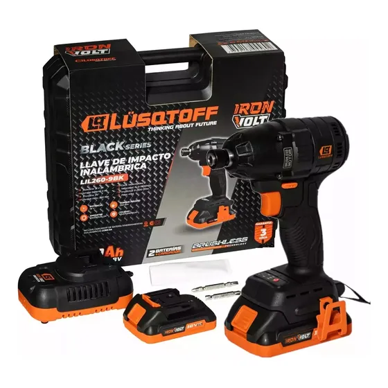 Atornillador De Impacto 1/4" Lusqtoff 18v Brushless Sin Carbones 260nm 3 Velocidades + 2 Baterias Maletin