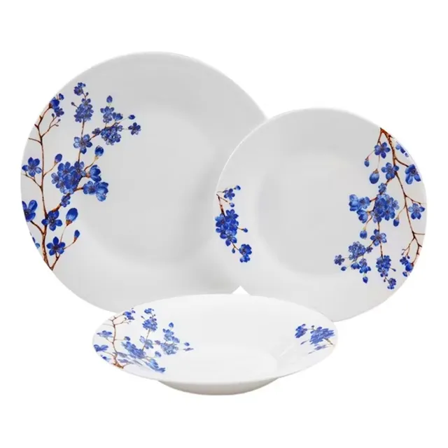 Set De 18 Platos Ecovidrio Azulea Behome