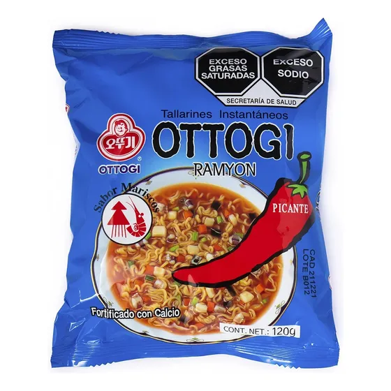 Sopa Instantánea Ramen Coreano Ottogi Sabor Mariscos 120g