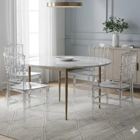 Kit 4 Cadeiras Dior Cristal Policarbonato Seat@Co Transparente Empilhável