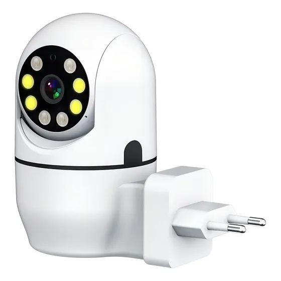 Câmera Tomada IP Wi-Fi Full HD 1080p Visão Noturna Colorida App Yoosee Áudio Cartão Micro SD