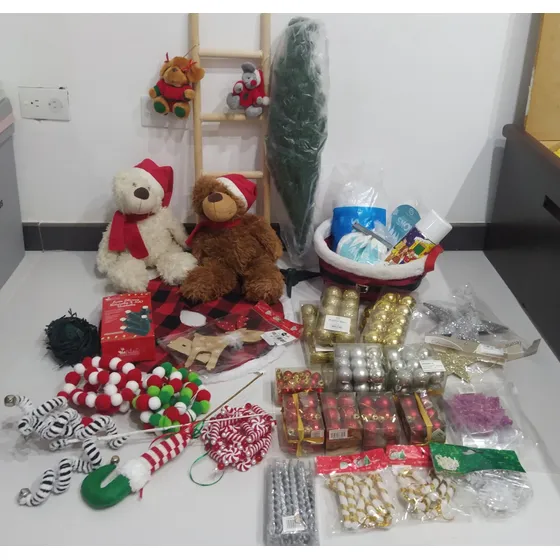 Árbol De Navidad Pequeño + Accesorios Varios, Usados