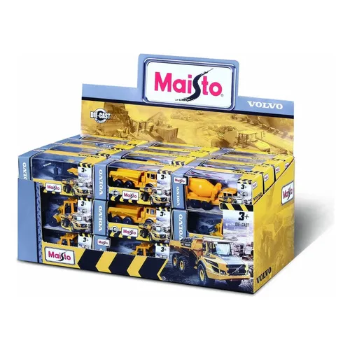 Maisto Maquinas Construccion Volvo 8 Caja Coleccion Completa Color Amarillo