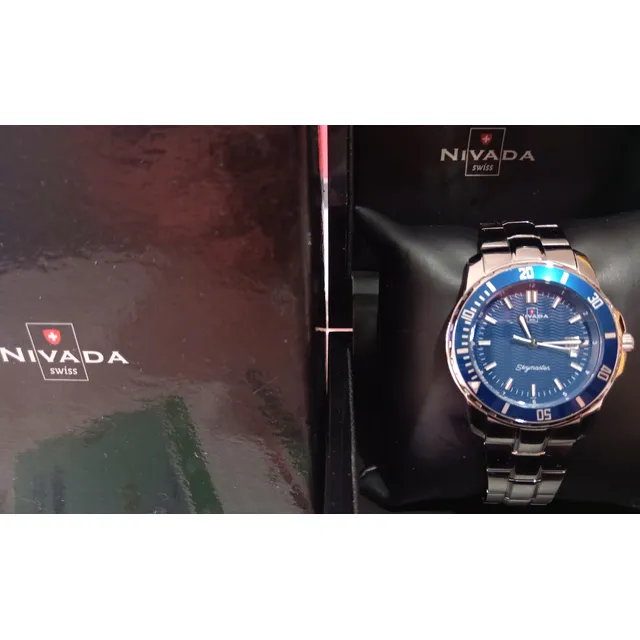 Reloj Nivada Skymaster Original Caballero. Plateado Azul Azul