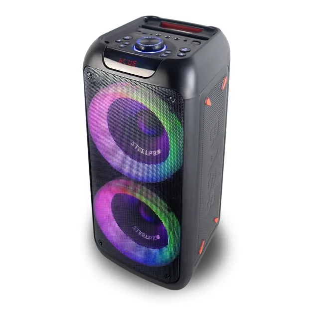 Bocina Bluetooth 2x8puLG Steelpro Nebula Usb Eq Fm Aux Rgb