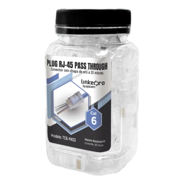 Plug Rj45 Pass Through 100 Pieza Cat6 Sin Blindaje Linkedpro