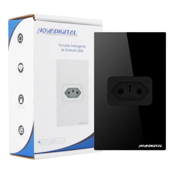 Tomada Parede 20a Wifi Inteligente Touch Alexa Google Tuya