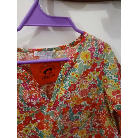 Blusa Para Niña Floreada, Mangas ¾ 