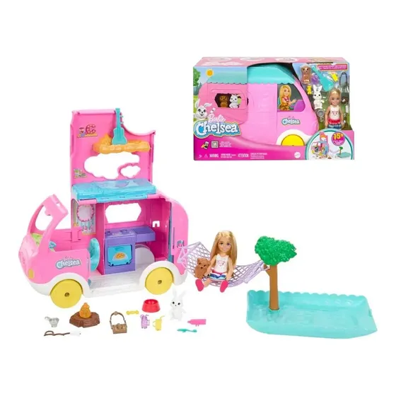 Barbie Club Chelsea Camper Con Muñeca Y Accesorios