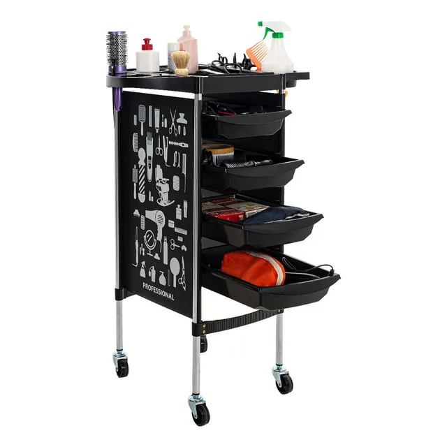 Carrito Auxiliar Estética Organizador Multiusos 5 Niveles Color Negro SelectShop