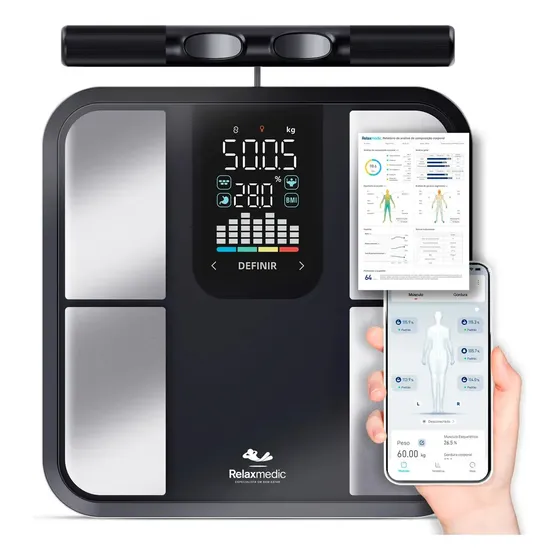 Balança De Bioimpedância 8 Sensores Relaxmedic Digital Preto