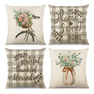 Juego De 4 Fundas De Almohada De Primavera De 18 X 18 Cm, Fu Juego De 4 Fundas De Almohada De Primavera De 18 X 18 Cm, Fu