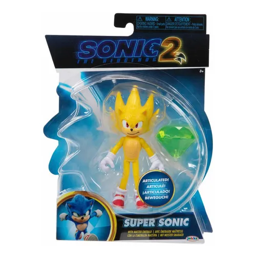 Figura Súper Sonic Línea Sonic 2 Wave 2022 + Esmeralda 4