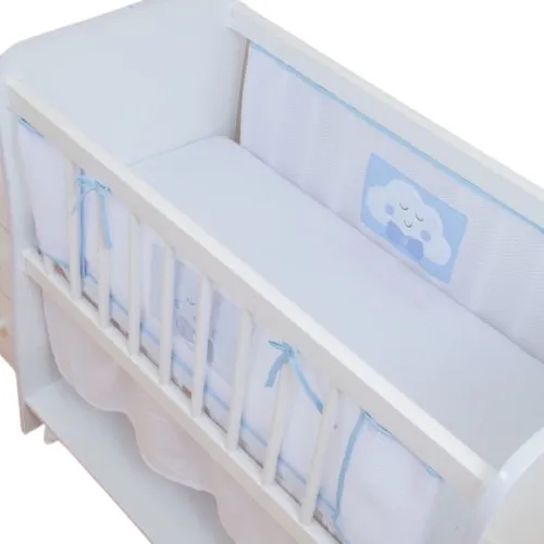 Telinha Protetora Respirável Para Mini Berço - Nuvem Azul