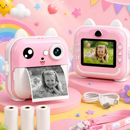 Câmera Fotográfica Impressora Infantil Instantânea Full Hd