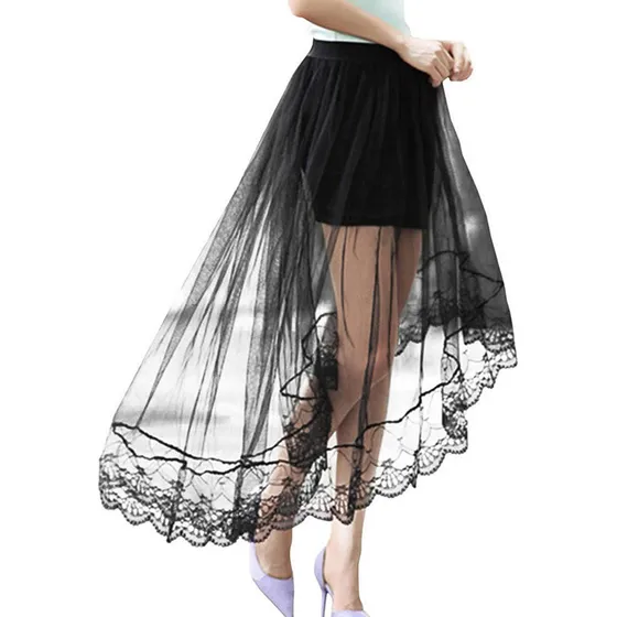 Falda De Malla Transparente Con Cola