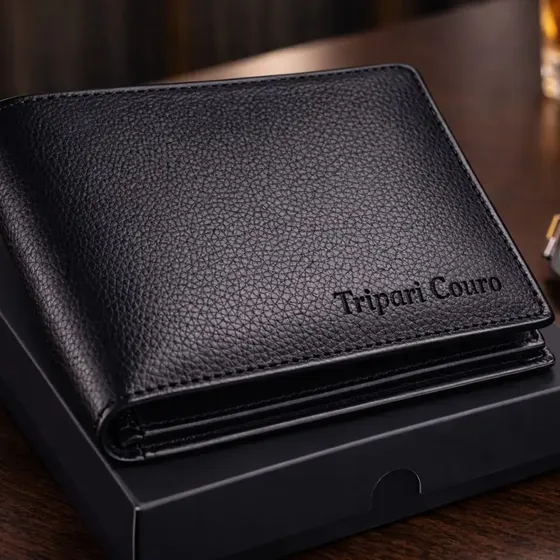 Carteira Masculina Couro Legítimo com Porta-Moedas