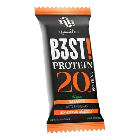 Natural Bars B3ST Protein Barra Vegana Naranja 20g Caja x10 | Cuotas sin interés