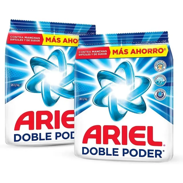 Pack X2 Detergente En Polvo Ariel Doble Poder 3.7 Kg